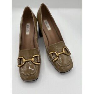 Bibi Lou Valencia patent leather block heel loafers in a taupe Women’s Eu38 NWOB
